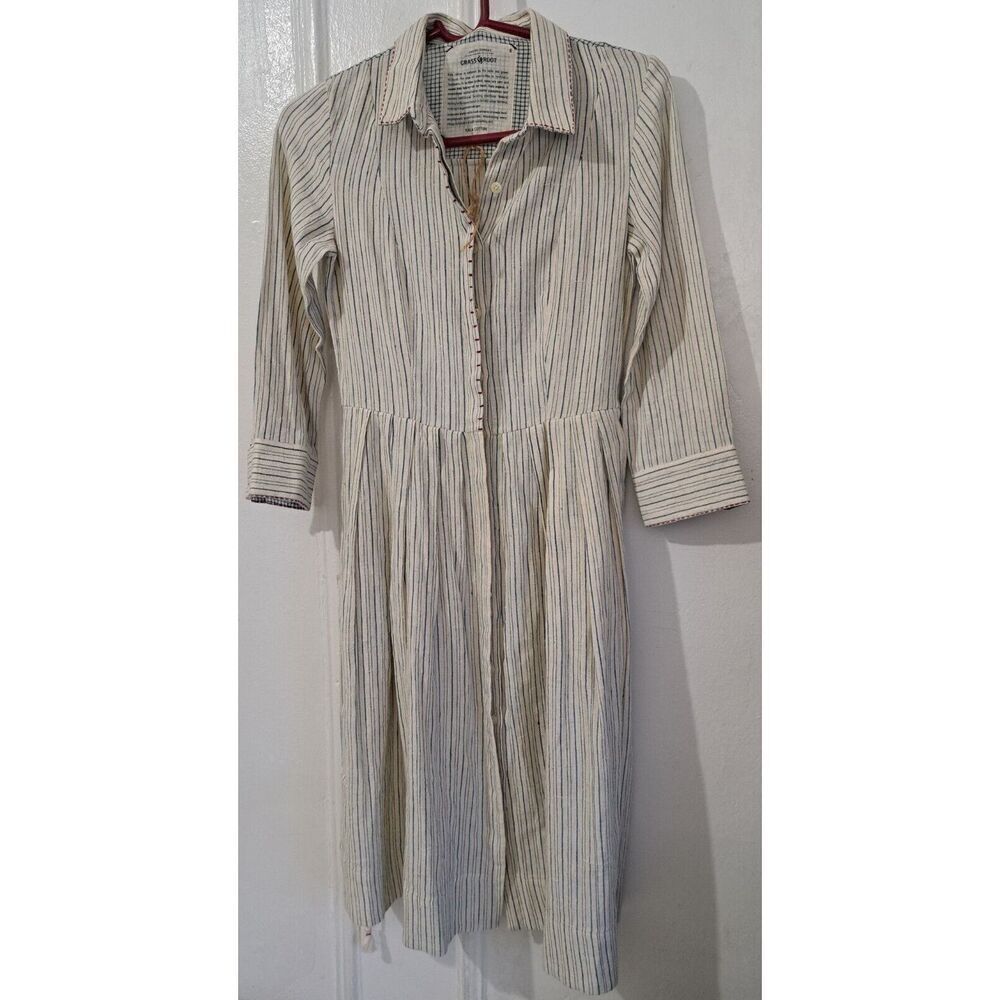 Anita Dongre womens Small Shirt dress all natural KALA COTTON Button Beige